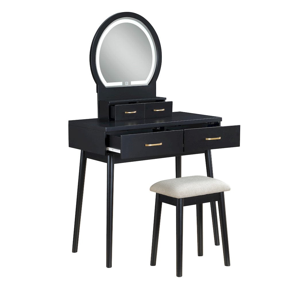 Homelegance  - Camilla Dressing Table W/ Mirror in Black - 4565BK  view 5