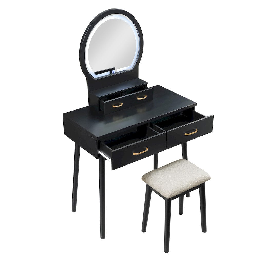 Homelegance  - Camilla Dressing Table W/ Mirror in Black - 4565BK  view 6