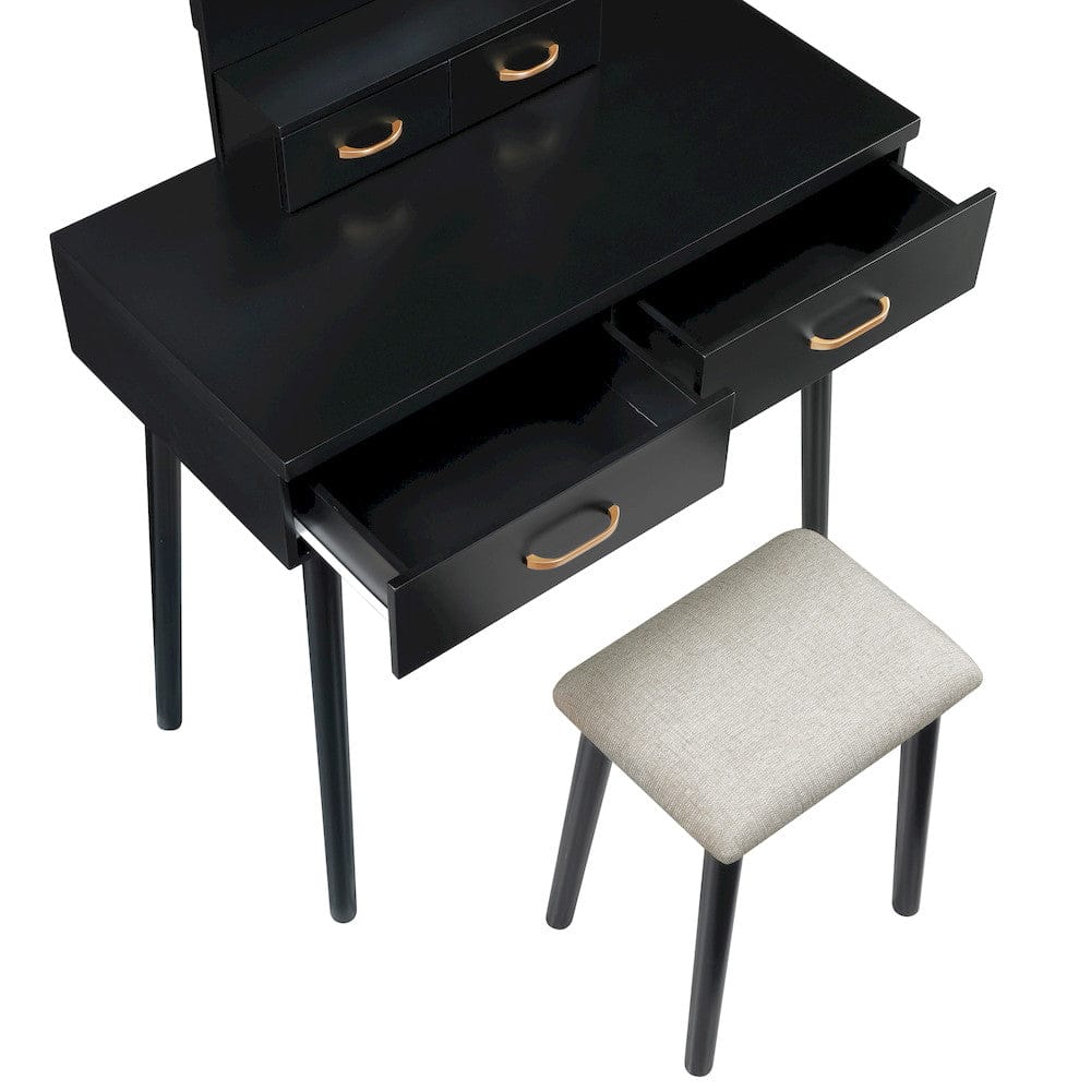 Homelegance  - Camilla Dressing Table W/ Mirror in Black - 4565BK  view 10