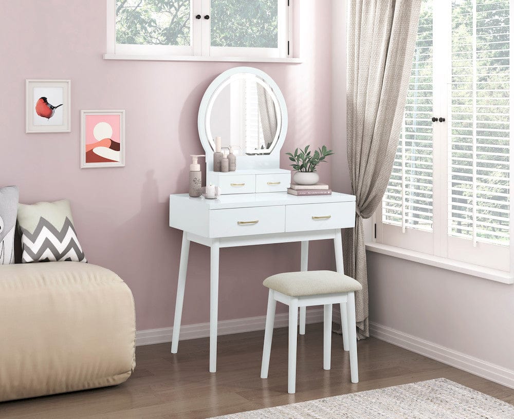 Homelegance  - Camilla Dressing Table W/ Mirror in White - 4565WH  view 3