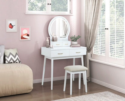 Homelegance  - Camilla Dressing Table W/ Mirror in White - 4565WH  view 3