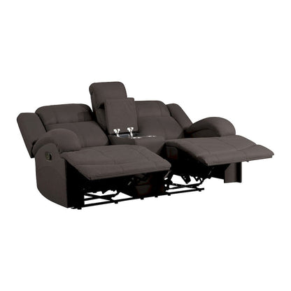 Homelegance  - Camryn Double Reclining Love Seat W/ Center Console in Chocolate - 9207CHC-2  view 3