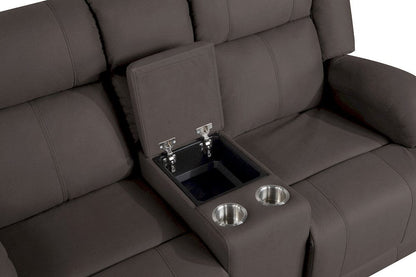 Homelegance  - Camryn Double Reclining Love Seat W/ Center Console in Chocolate - 9207CHC-2  view 4