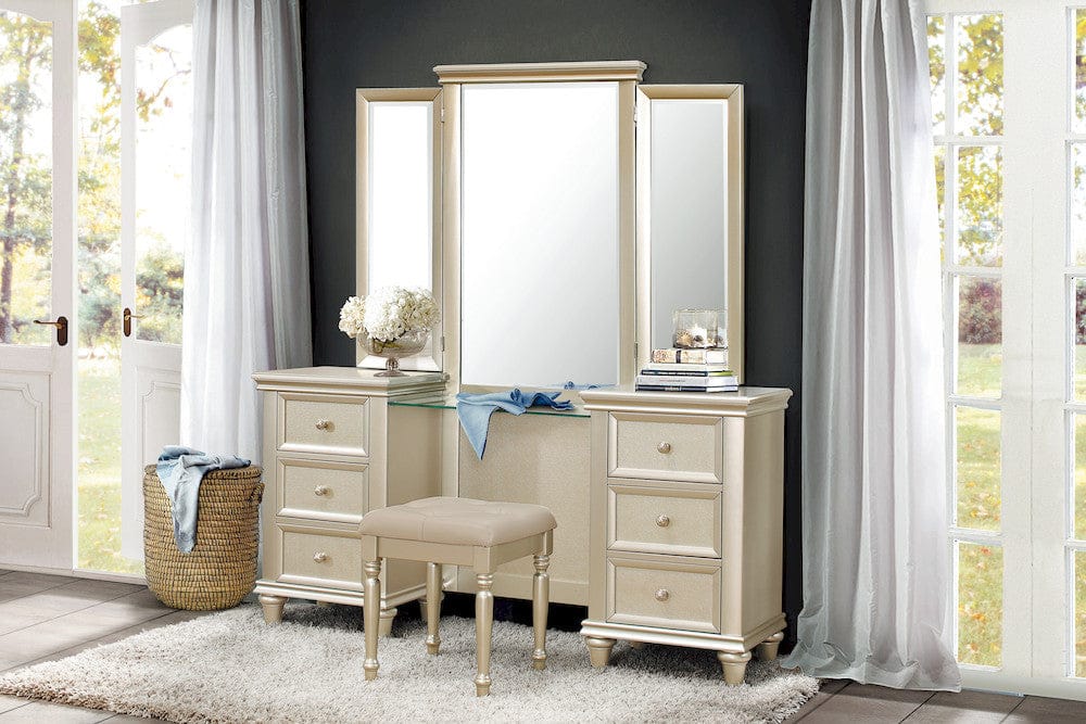 Homelegance  - Celandine Vanity Stool in Off-White - 1928-14  view 3