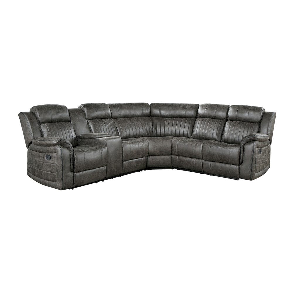Homelegance  - Centeroak 3-Piece Reclining Sectional W/ Left Console in Brownish gray - 9479BRGxSC  view 1
