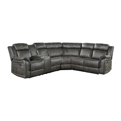 Homelegance  - Centeroak 3-Piece Reclining Sectional W/ Left Console in Brownish gray - 9479BRGxSC  view 1