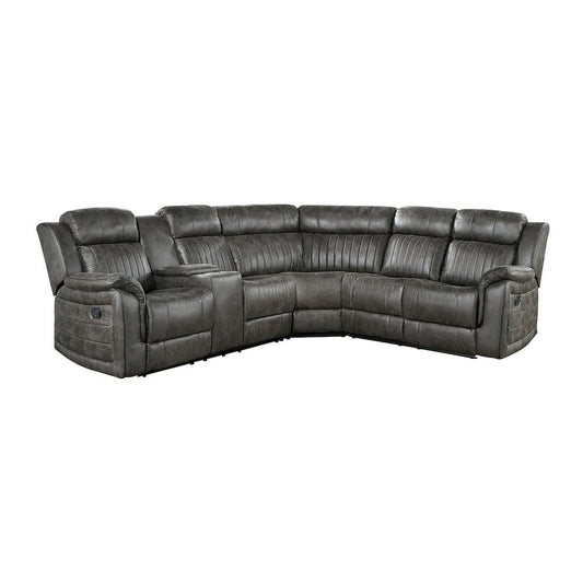 Homelegance  - Centeroak 3-Piece Reclining Sectional W/ Left Console in Brownish gray - 9479BRGxSC  view 1