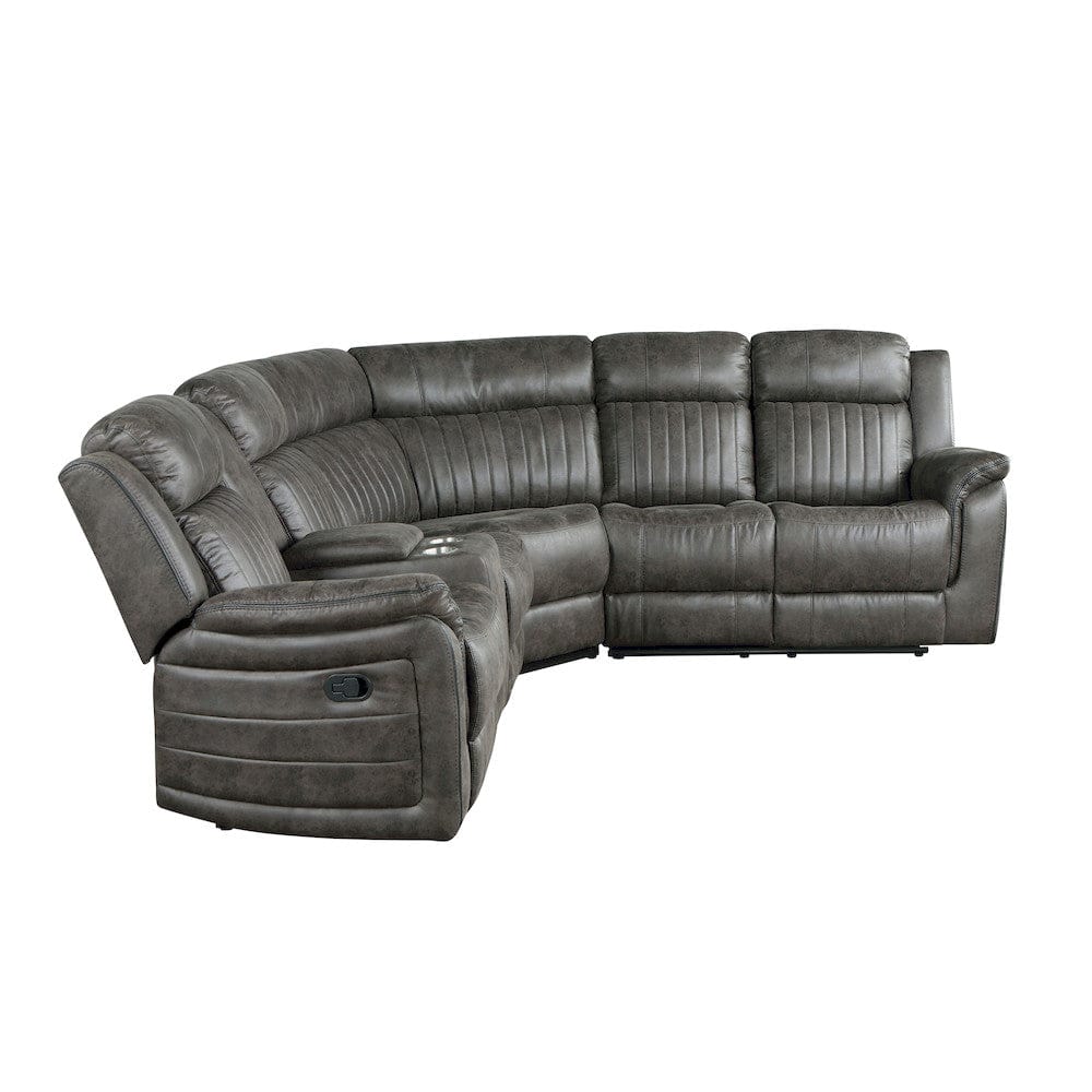 Homelegance  - Centeroak 3-Piece Reclining Sectional W/ Left Console in Brownish gray - 9479BRGxSC  view 3
