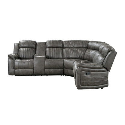Homelegance  - Centeroak 3-Piece Reclining Sectional W/ Left Console in Brownish gray - 9479BRGxSC  view 4