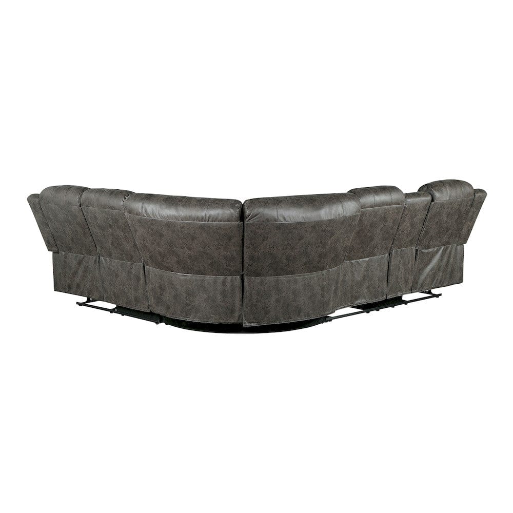 Homelegance  - Centeroak 3-Piece Reclining Sectional W/ Left Console in Brownish gray - 9479BRGxSC  view 5