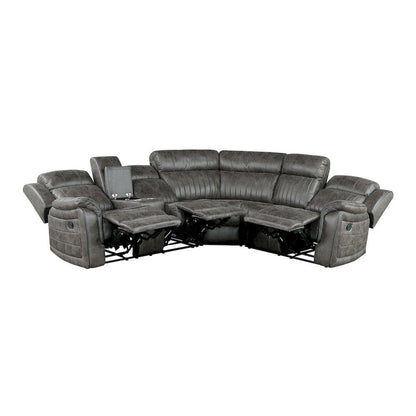 Homelegance  - Centeroak 3-Piece Reclining Sectional W/ Left Console in Brownish gray - 9479BRGxSC  view 6