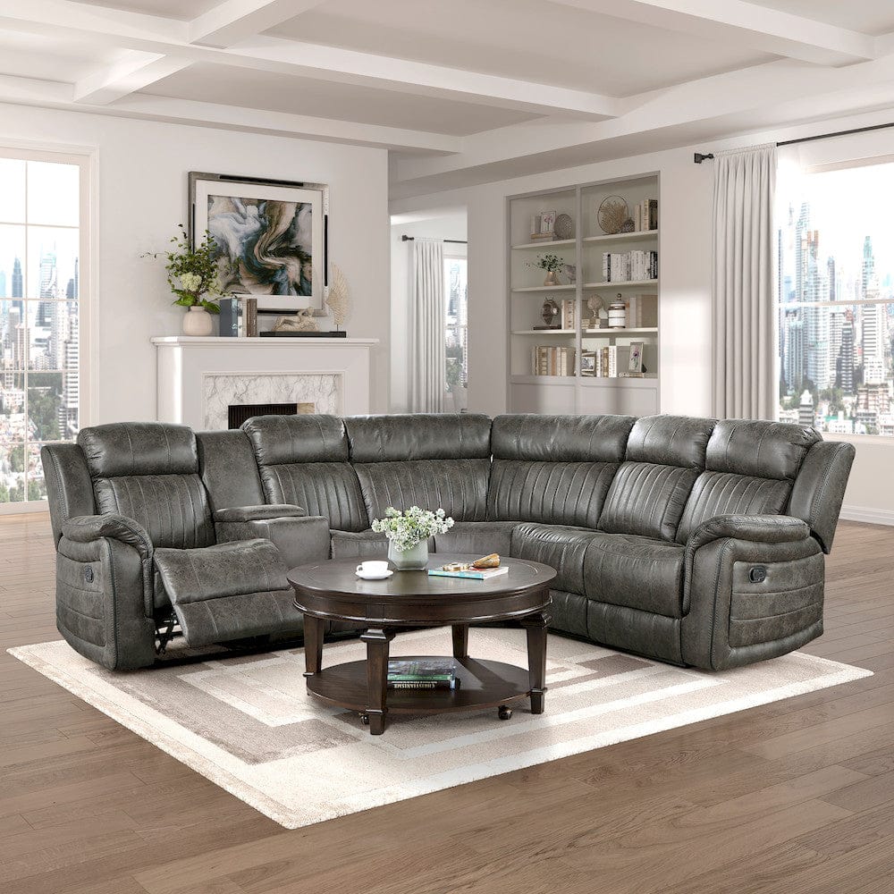 Homelegance  - Centeroak 3-Piece Reclining Sectional W/ Left Console in Brownish gray - 9479BRGxSC  view 9