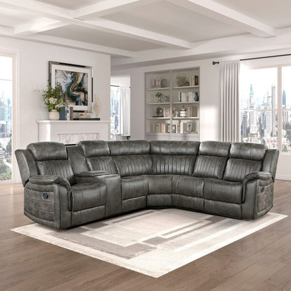 Homelegance  - Centeroak 3-Piece Reclining Sectional W/ Left Console in Brownish gray - 9479BRGxSC  view 10