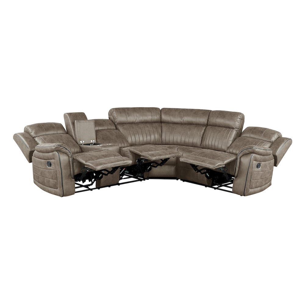 Homelegance  - Centeroak 3-Piece Reclining Sectional W/ Left Console in Sandy Brown - 9479SDBxSC  view 6