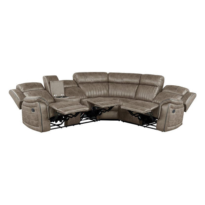 Homelegance  - Centeroak 3-Piece Reclining Sectional W/ Left Console in Sandy Brown - 9479SDBxSC  view 6
