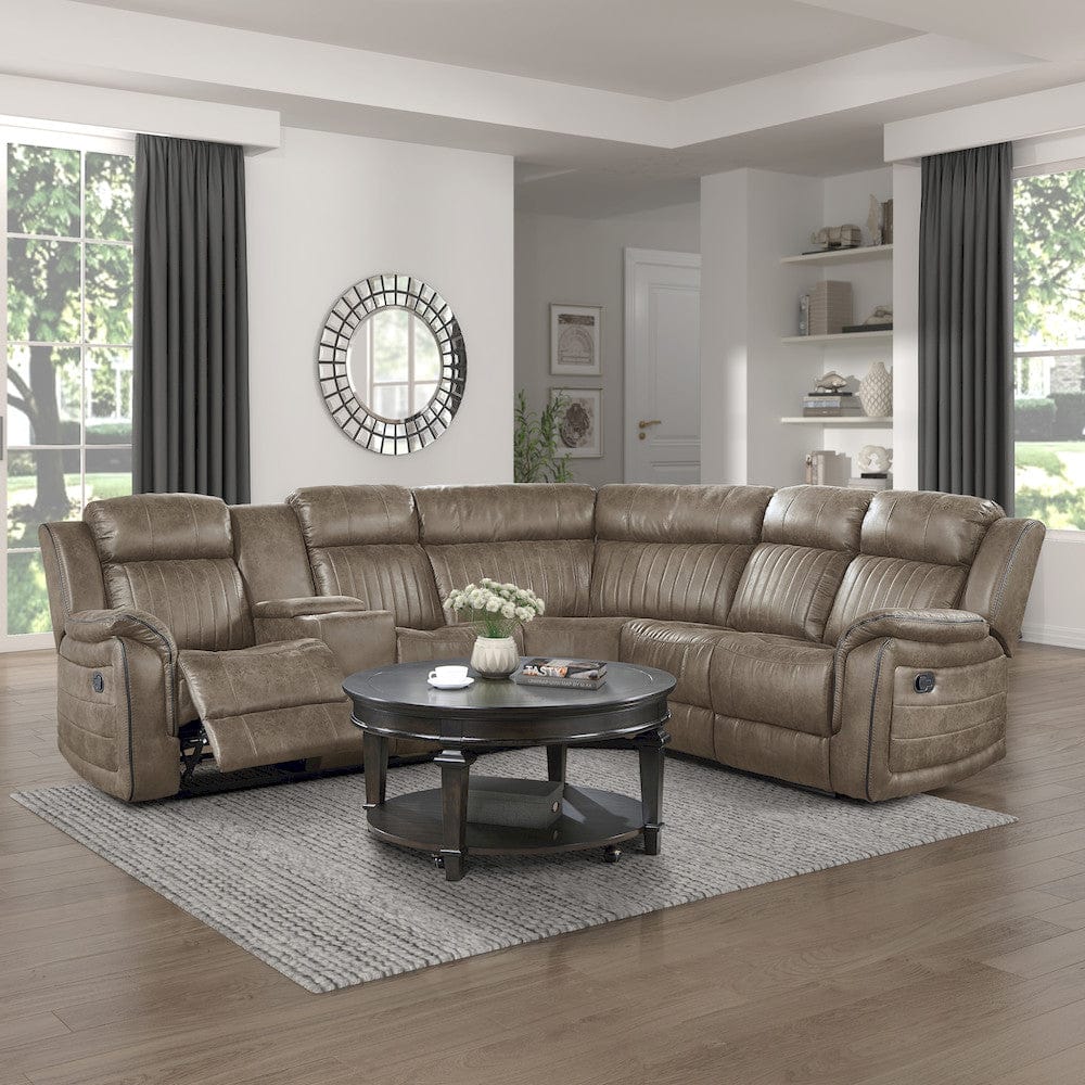 Homelegance  - Centeroak 3-Piece Reclining Sectional W/ Left Console in Sandy Brown - 9479SDBxSC  view 8