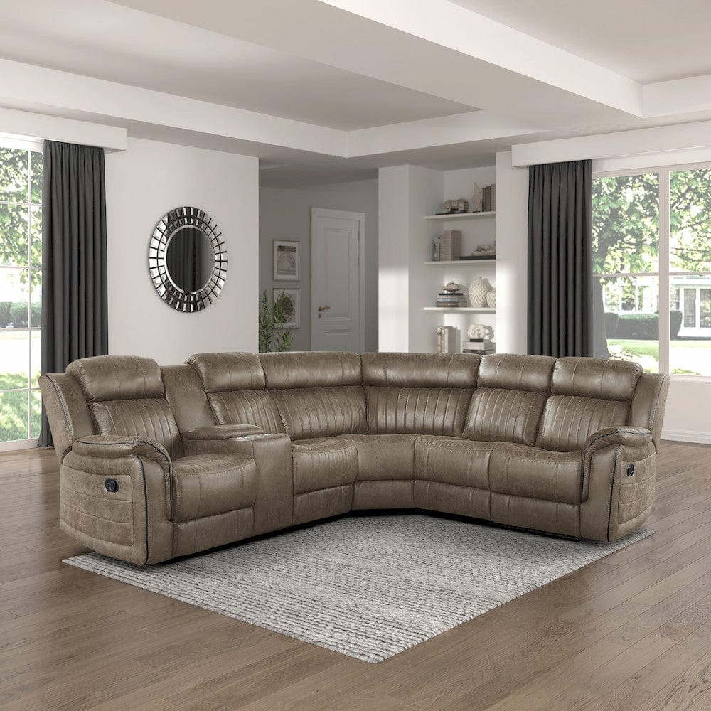 Homelegance  - Centeroak 3-Piece Reclining Sectional W/ Left Console in Sandy Brown - 9479SDBxSC  view 9