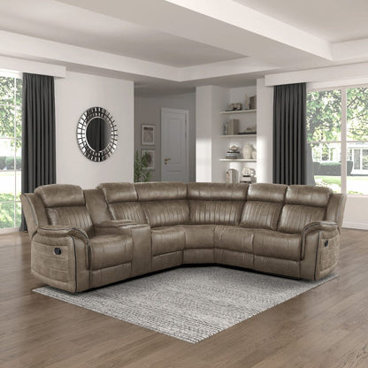 Homelegance  - Centeroak 3-Piece Reclining Sectional W/ Left Console in Sandy Brown - 9479SDBxSC  view 9