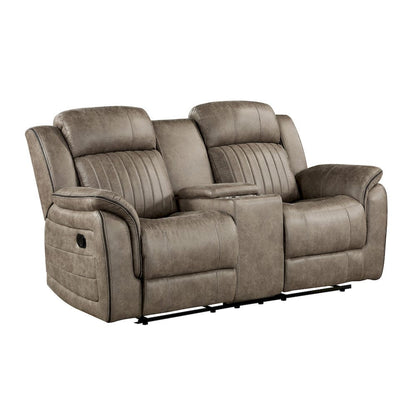 Homelegance  - Centeroak Double Reclining Love Seat W/ Center Console in Sandy Brown - 9479SDB-2  view 3