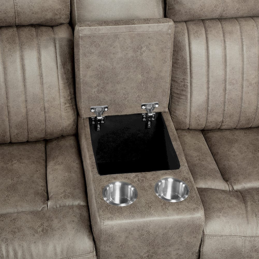 Homelegance  - Centeroak Double Reclining Love Seat W/ Center Console in Sandy Brown - 9479SDB-2  view 6