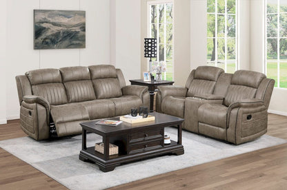 Homelegance  - Centeroak Double Reclining Sofa in Sandy Brown - 9479SDB-3  view 6