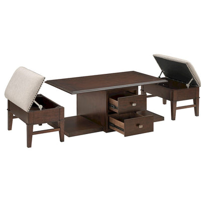 Homelegance  - Claremore Cocktail Table W/ Two Ottomans in Beige - 3500-30  view 4