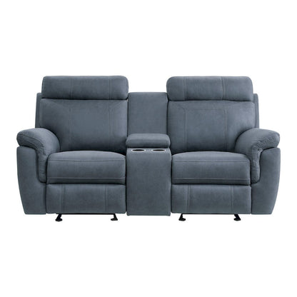 Homelegance  - Clifton Double Glider Reclining Love Seat W/ Center Console in Blue - 9301BUE-2  view 1