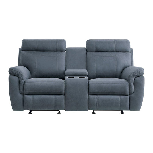 Homelegance  - Clifton Double Glider Reclining Love Seat W/ Center Console in Blue - 9301BUE-2  view 1