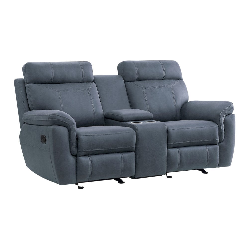 Homelegance  - Clifton Double Glider Reclining Love Seat W/ Center Console in Blue - 9301BUE-2  view 2