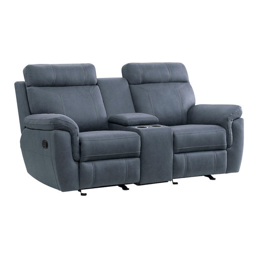 Homelegance  - Clifton Double Glider Reclining Love Seat W/ Center Console in Blue - 9301BUE-2  view 2