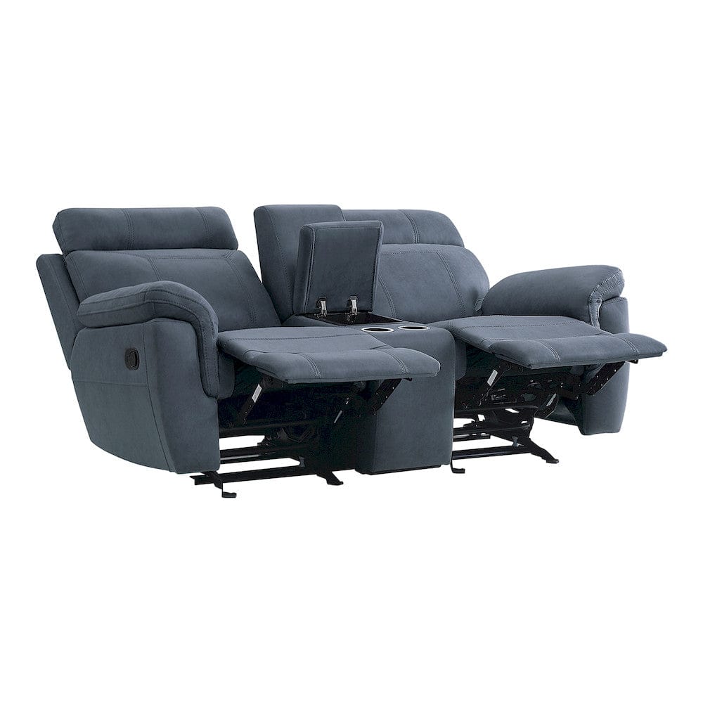 Homelegance  - Clifton Double Glider Reclining Love Seat W/ Center Console in Blue - 9301BUE-2  view 4