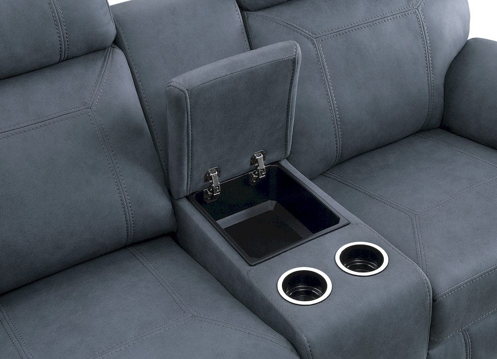 Homelegance  - Clifton Double Glider Reclining Love Seat W/ Center Console in Blue - 9301BUE-2  view 9