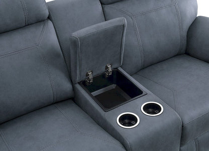 Homelegance  - Clifton Double Glider Reclining Love Seat W/ Center Console in Blue - 9301BUE-2  view 9