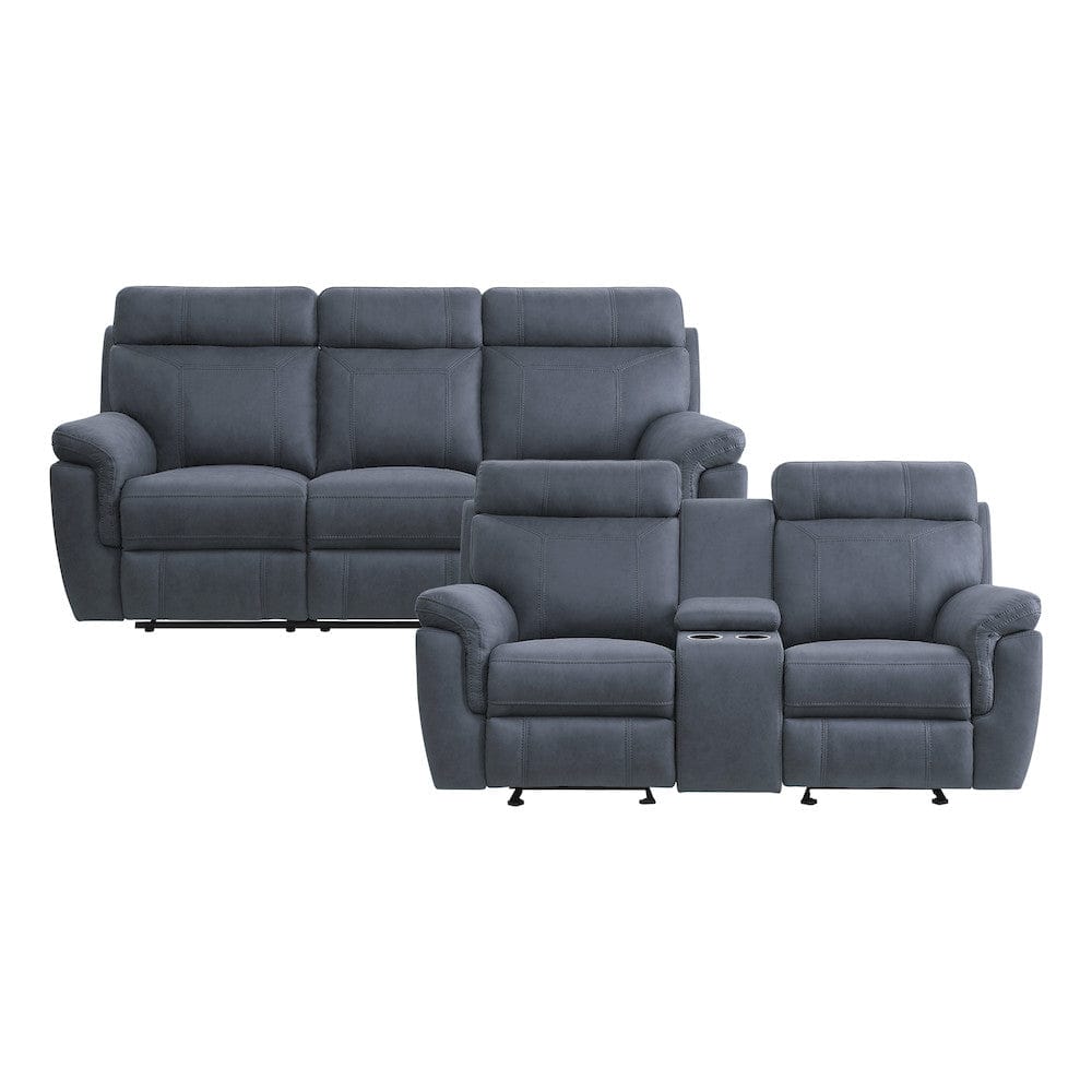 Homelegance  - Clifton Double Glider Reclining Love Seat W/ Center Console in Blue - 9301BUE-2  view 11