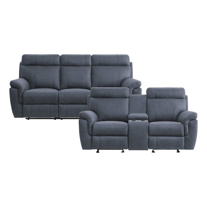 Homelegance  - Clifton Double Glider Reclining Love Seat W/ Center Console in Blue - 9301BUE-2  view 11