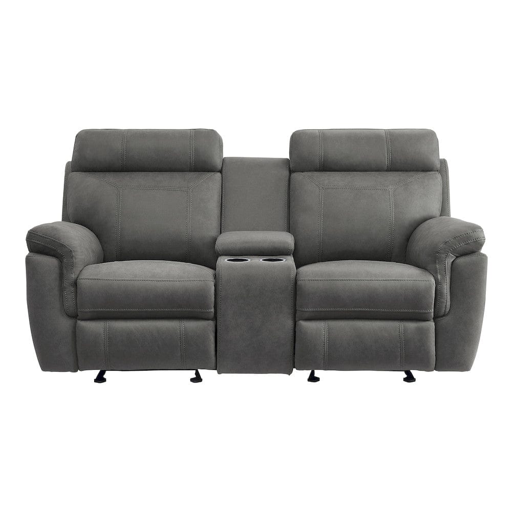 Homelegance  - Clifton Double Glider Reclining Love Seat W/ Center Console in Pewter - 9301GRY-2  view 1