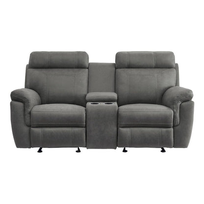 Homelegance  - Clifton Double Glider Reclining Love Seat W/ Center Console in Pewter - 9301GRY-2  view 1