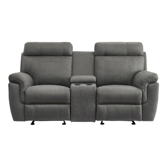 Homelegance  - Clifton Double Glider Reclining Love Seat W/ Center Console in Pewter - 9301GRY-2  view 1