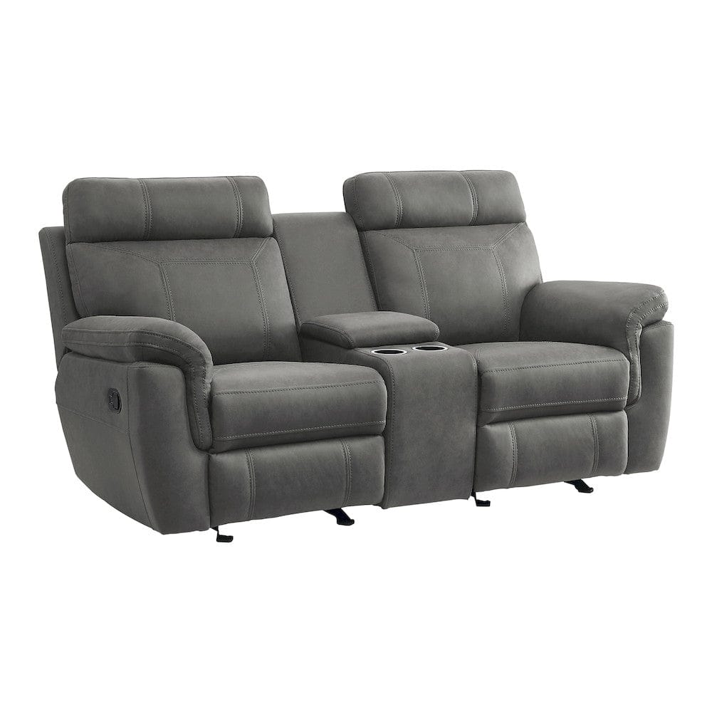 Homelegance  - Clifton Double Glider Reclining Love Seat W/ Center Console in Pewter - 9301GRY-2  view 2