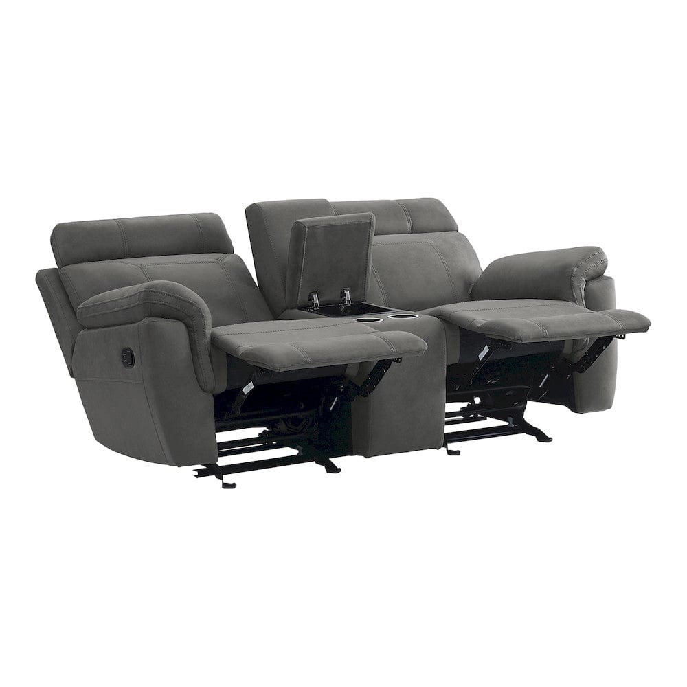 Homelegance  - Clifton Double Glider Reclining Love Seat W/ Center Console in Pewter - 9301GRY-2  view 4
