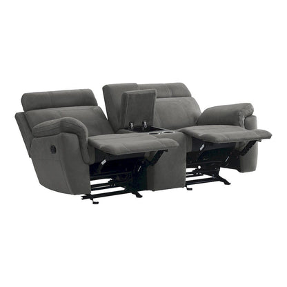 Homelegance  - Clifton Double Glider Reclining Love Seat W/ Center Console in Pewter - 9301GRY-2  view 4