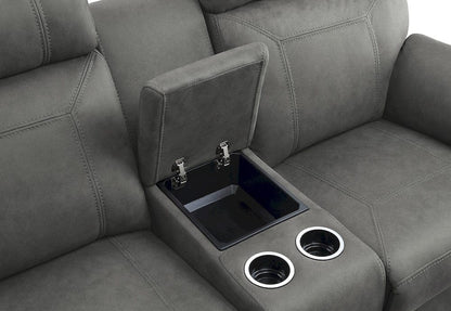 Homelegance  - Clifton Double Glider Reclining Love Seat W/ Center Console in Pewter - 9301GRY-2  view 5