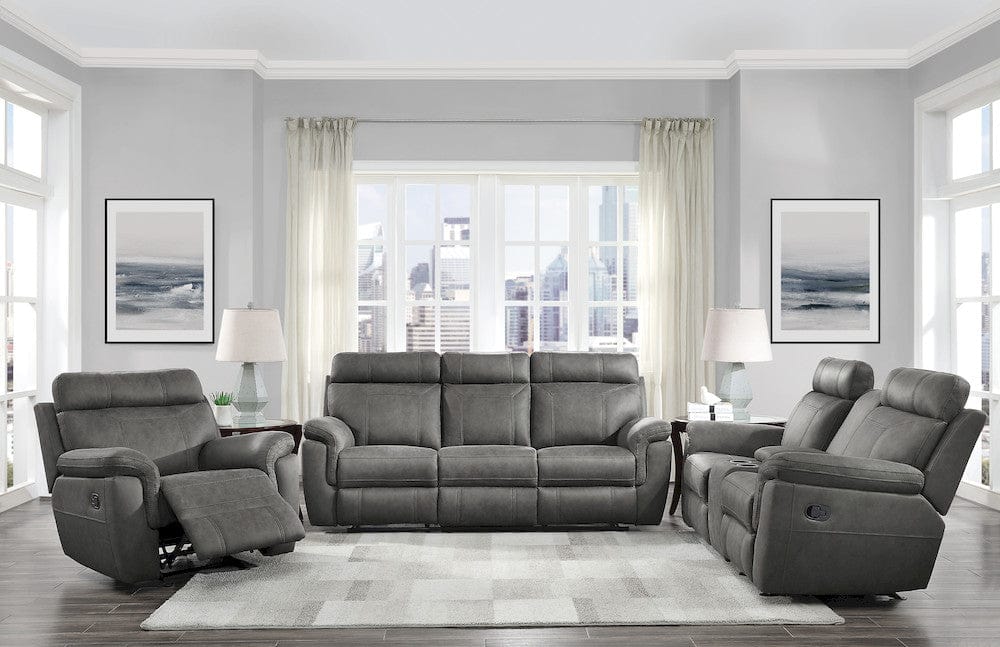 Homelegance  - Clifton Double Glider Reclining Love Seat W/ Center Console in Pewter - 9301GRY-2  view 7