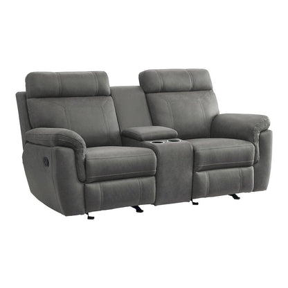 Homelegance  - Clifton Double Glider Reclining Love Seat W/ Center Console in Pewter - 9301GRY-2  view 9