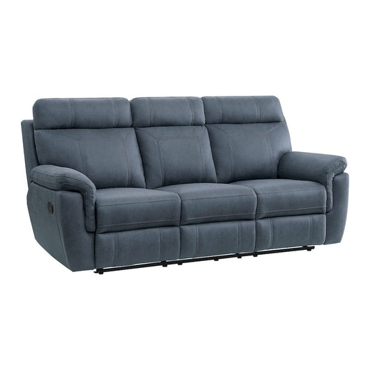 Homelegance  - Clifton Double Reclining Sofa W/ Center Drop-Down Cup Holders in Blue - 9301BUE-3  view 2