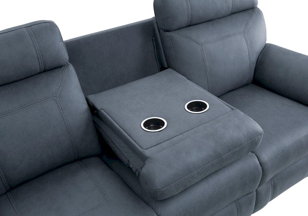 Homelegance  - Clifton Double Reclining Sofa W/ Center Drop-Down Cup Holders in Blue - 9301BUE-3  view 5