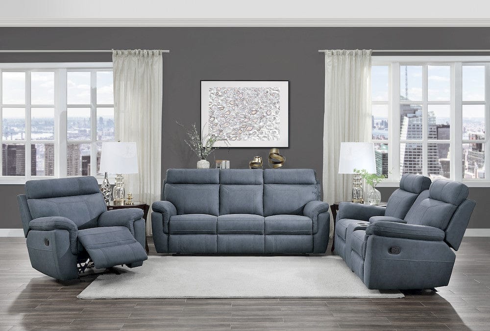 Homelegance  - Clifton Double Reclining Sofa W/ Center Drop-Down Cup Holders in Blue - 9301BUE-3  view 6
