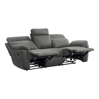 Homelegance  - Clifton Double Reclining Sofa W/ Center Drop-Down Cup Holders in Pewter - 9301GRY-3  view 3
