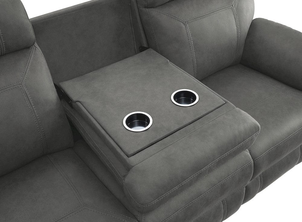Homelegance  - Clifton Double Reclining Sofa W/ Center Drop-Down Cup Holders in Pewter - 9301GRY-3  view 4