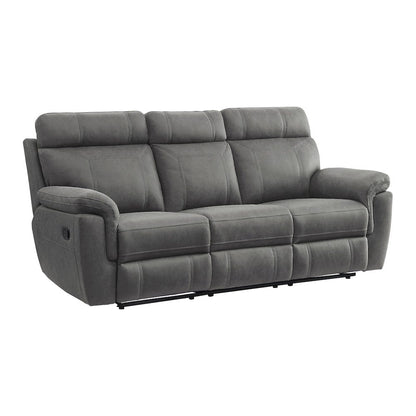 Homelegance  - Clifton Double Reclining Sofa W/ Center Drop-Down Cup Holders in Pewter - 9301GRY-3  view 8